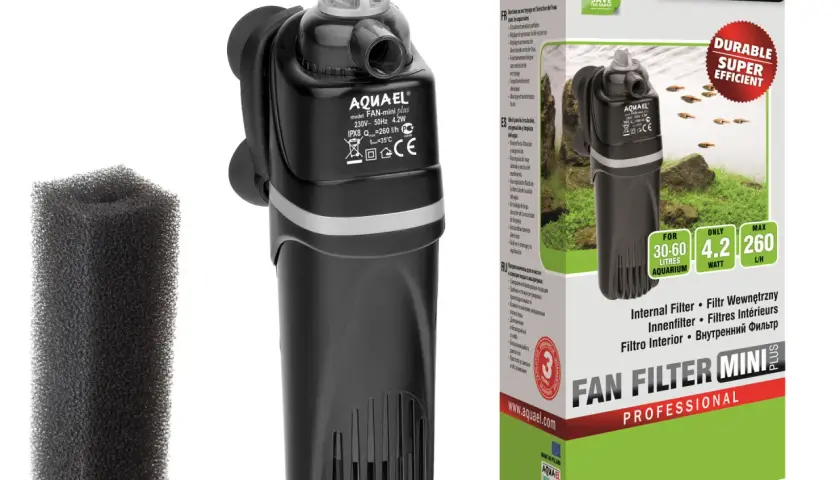 Filtr wewnętrzny Aquael FAN Filter Mini Plus, idealny do akwarium 25l. W zestawie gąbka.